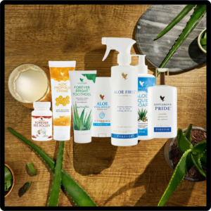 מוצרי אלוורה: משחת שיניים, תרסיס אלוורה, אפשטר שייב, תוסף תזונה, דאודרנט, סבון נוזלי